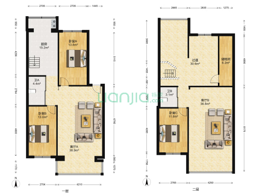 虹桥人家 3室2厅2卫 110平方