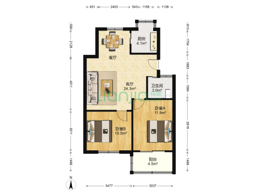 影业路 2室1厅1卫 70平方