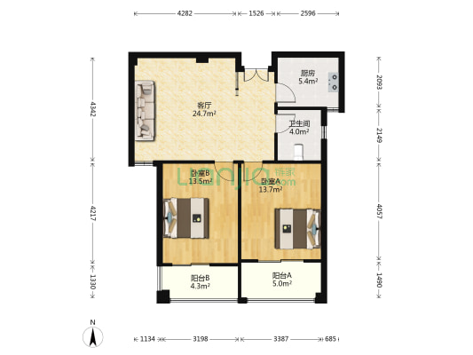 文体大厦 2室1厅1卫 96平方