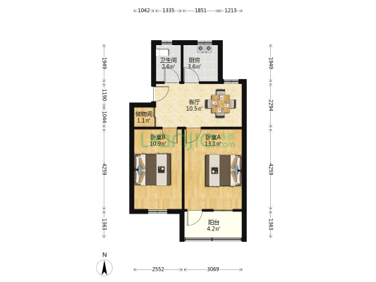 留下街石油小区 2室1厅1卫 56平方