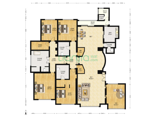 紫御华府 5室1厅5卫 383平方