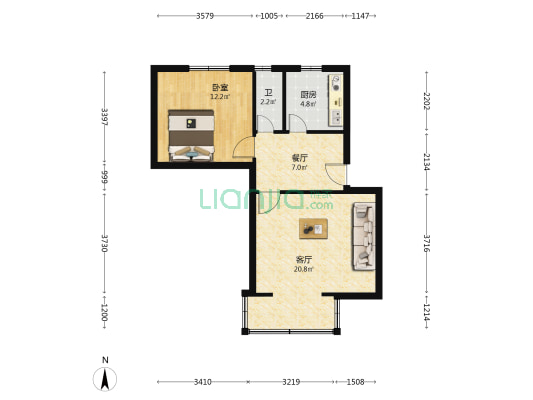 塔坪21号 1室2厅1卫 60平方