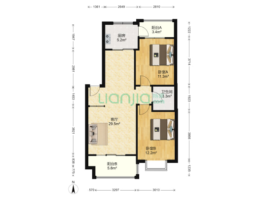 桃花岛城市花园三期吉星佳地 2室1厅1卫 83平方
