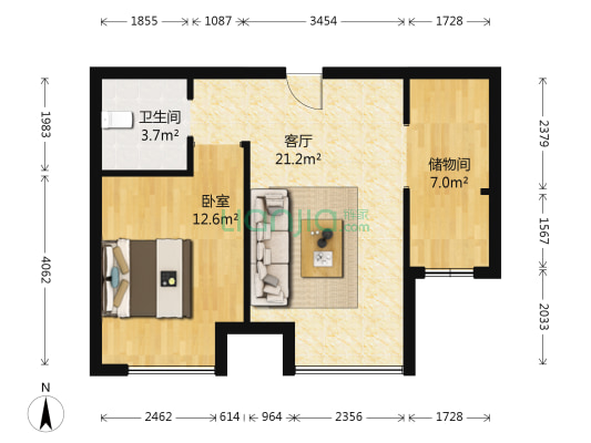 碧桂园银河城星荟 1室1厅1卫 60平方