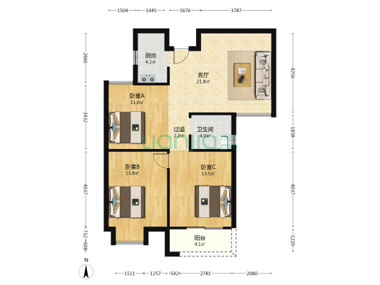当代·春风十里 3室1厅1卫 100平方