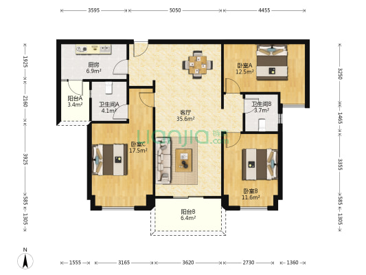 碧桂园中央公馆 3室1厅2卫 121平方