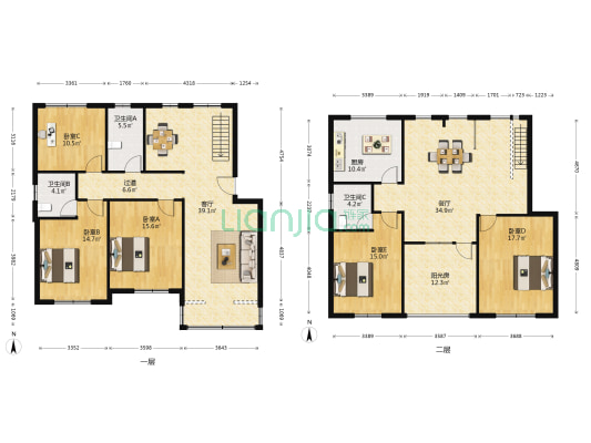 玉盘家园二区 5室2厅3卫 198平方