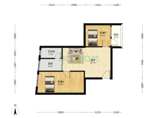 逸翠居 2室1厅1卫 69平方
