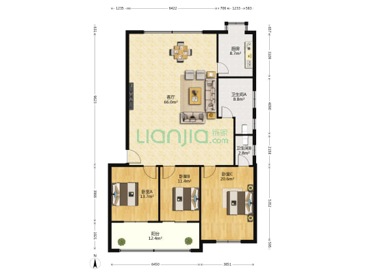 立业实业公司家属院 3室1厅2卫 182平方