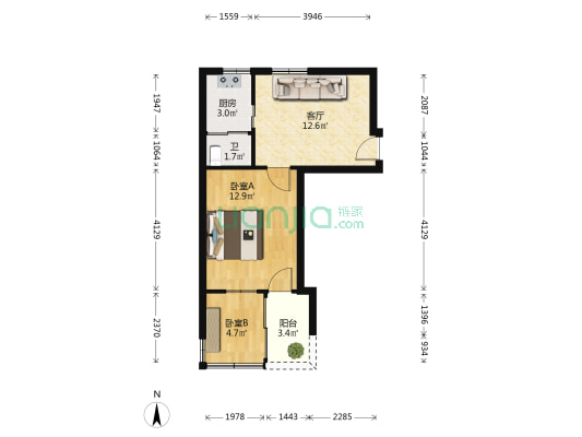 中交三航局厦门分公司殿前大院 2室1厅1卫 41平方