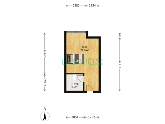 众东国际 1室0厅1卫 36平方