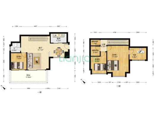 深业东城上邸 4室1厅1卫 88平方