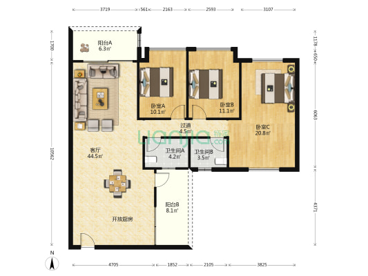 永成御景轩 3室1厅2卫 120平方