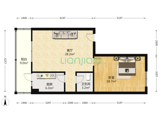 普庆里 1室1厅1卫 81平方