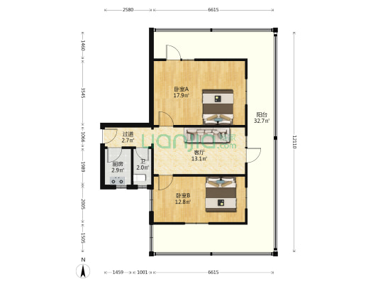 友谊路159号 2室1厅1卫 84平方
