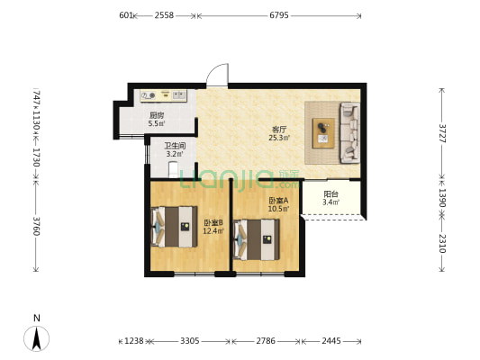 五七0八厂安置小区 2室1厅1卫 84平方