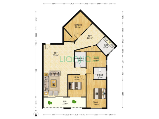 美地花园城 3室2厅2卫 123平方