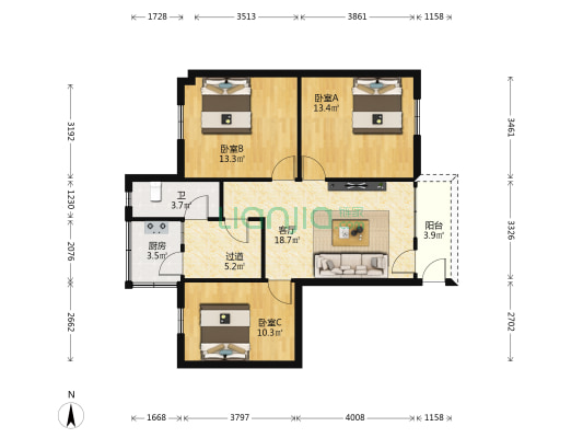 福源巷21号 3室1厅1卫 76平方