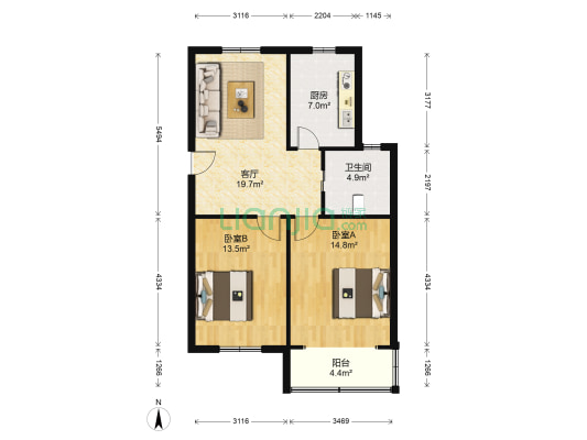 培花七村 2室1厅1卫 80平方