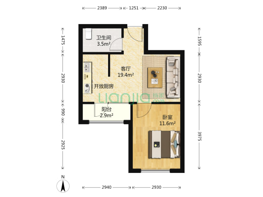 龙瀚南园 1室1厅1卫 58平方