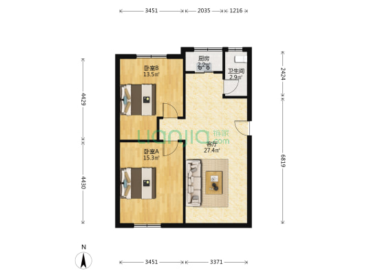 全胜里 2室1厅1卫 74平方