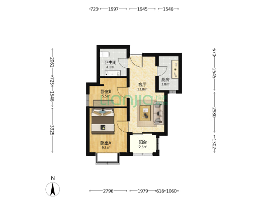 云翔嘉苑 2室1厅1卫 61平方
