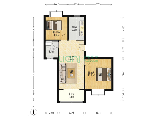 恒通佳苑 2室1厅1卫 75平方