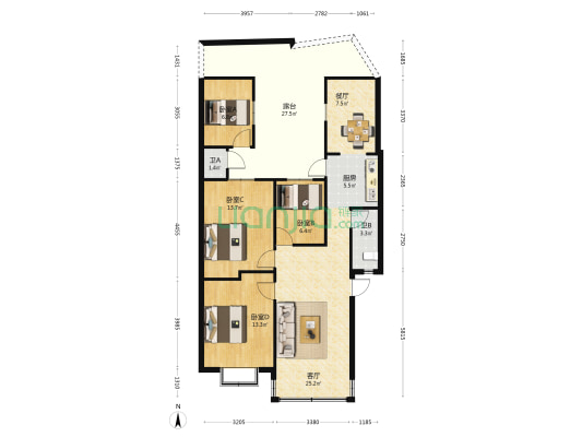 昆建路12号 4室2厅2卫 68平方