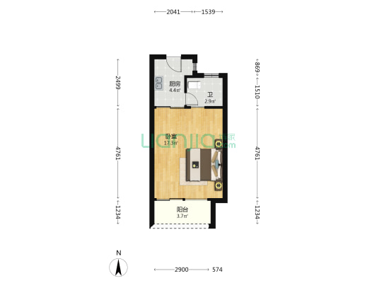 宝晟公馆 1室0厅1卫 39平方