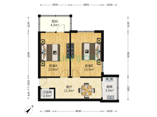 吉星北里 2室1厅1卫 39平方