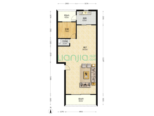 绿景苑 1室1厅1卫 182平方
