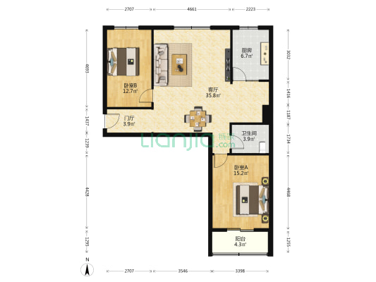 马家堡路120号院 2室1厅1卫 101平方