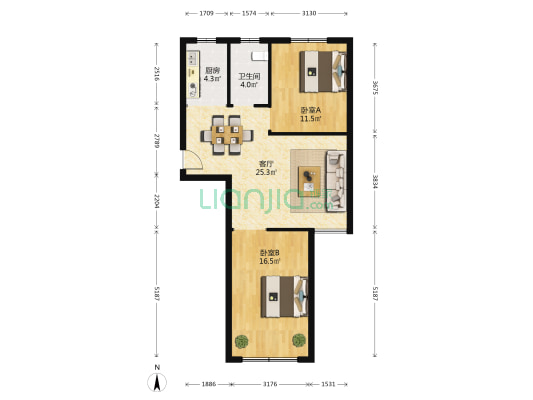 常青藤国际花园 2室1厅1卫 79平方