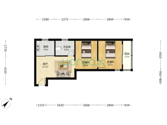 宁武小区 2室1厅1卫 62平方