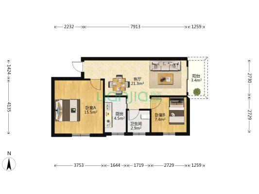 金秀大厦 2室1厅1卫 75平方