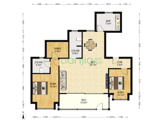 雍和府 2室1厅2卫 415平方