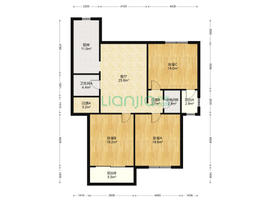 东湖新村 3室1厅2卫 125平方