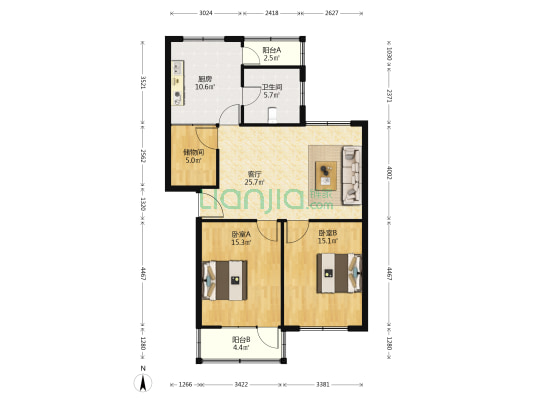 映月花园 2室1厅1卫 99平方