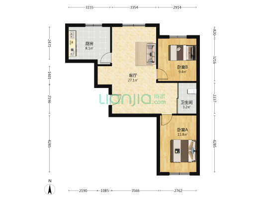 东逸美郡二期 2室1厅1卫 93平方