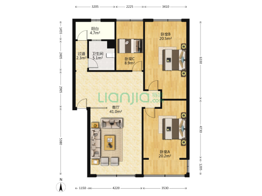 蒙山街153号 3室1厅1卫 115平方