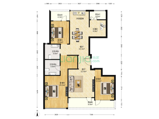 玉兰花园西二区 3室2厅2卫 155平方