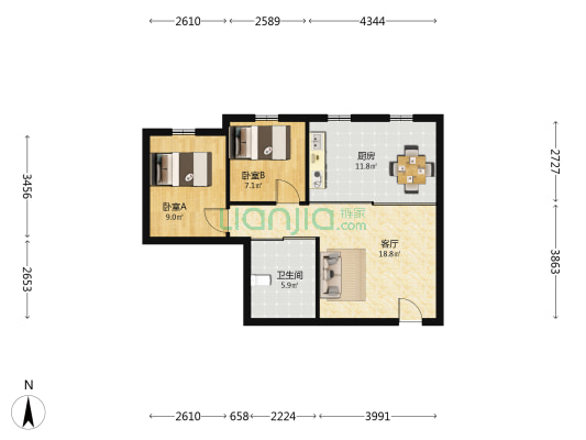 江華丽景 2室1厅1卫 76平方