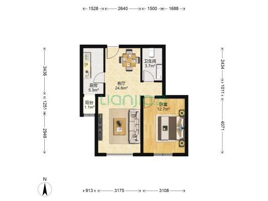南海家园七里 1室1厅1卫 70平方