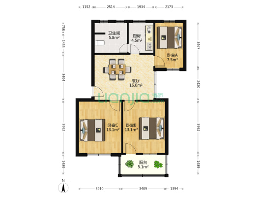 新邨西区 3室1厅1卫 80平方