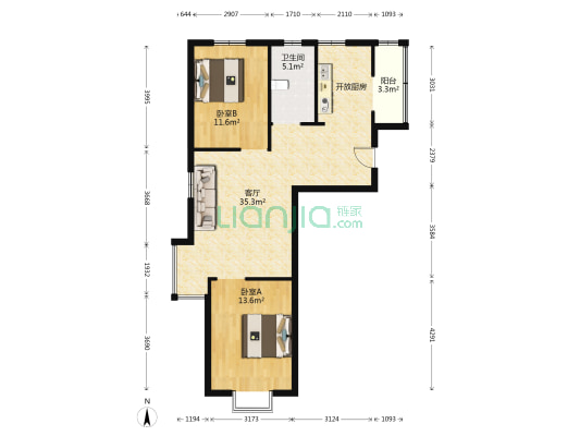 建设嘉园 2室1厅1卫 94平方