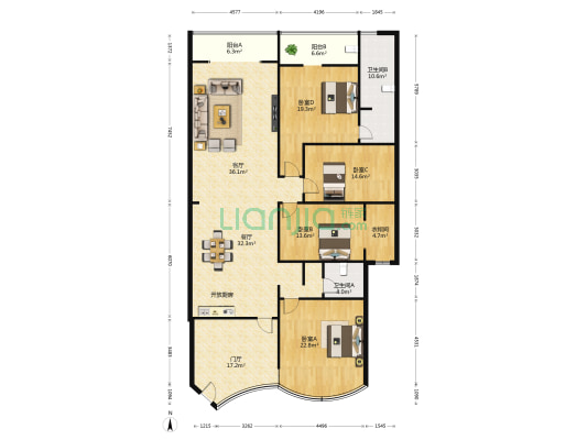 绿城画卷 4室2厅2卫 224平方