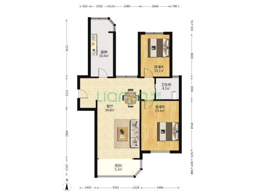 上海五月天(办公楼) 2室1厅1卫 133平方