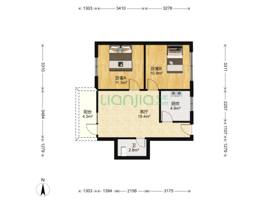 天灯堡 2室1厅1卫 66平方