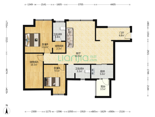 中铁通锦坊 2室1厅2卫 112平方