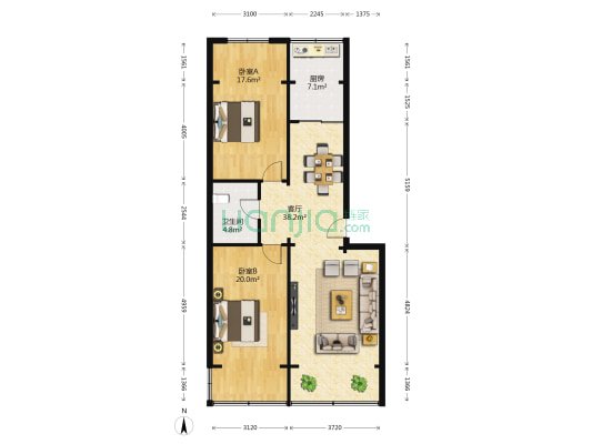 甘肃省消防局家属院 2室1厅1卫 119平方
